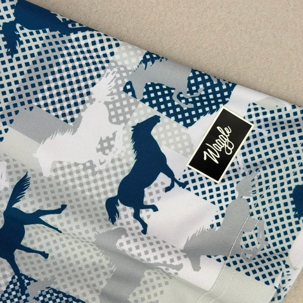 Waggle Kentucky Golf‎ Polo Shirt Mens 2XL Horse Print Performance Blue/White - Picture 4 of 9